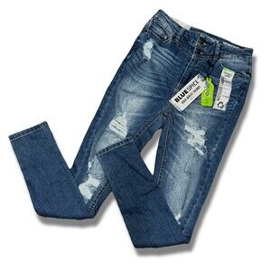 Blue Spice Jeans Womens Size 5 High Waist Skinny Distressed Medium Wash